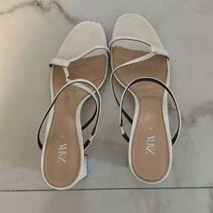 Zara White Heeled Sandals size 40